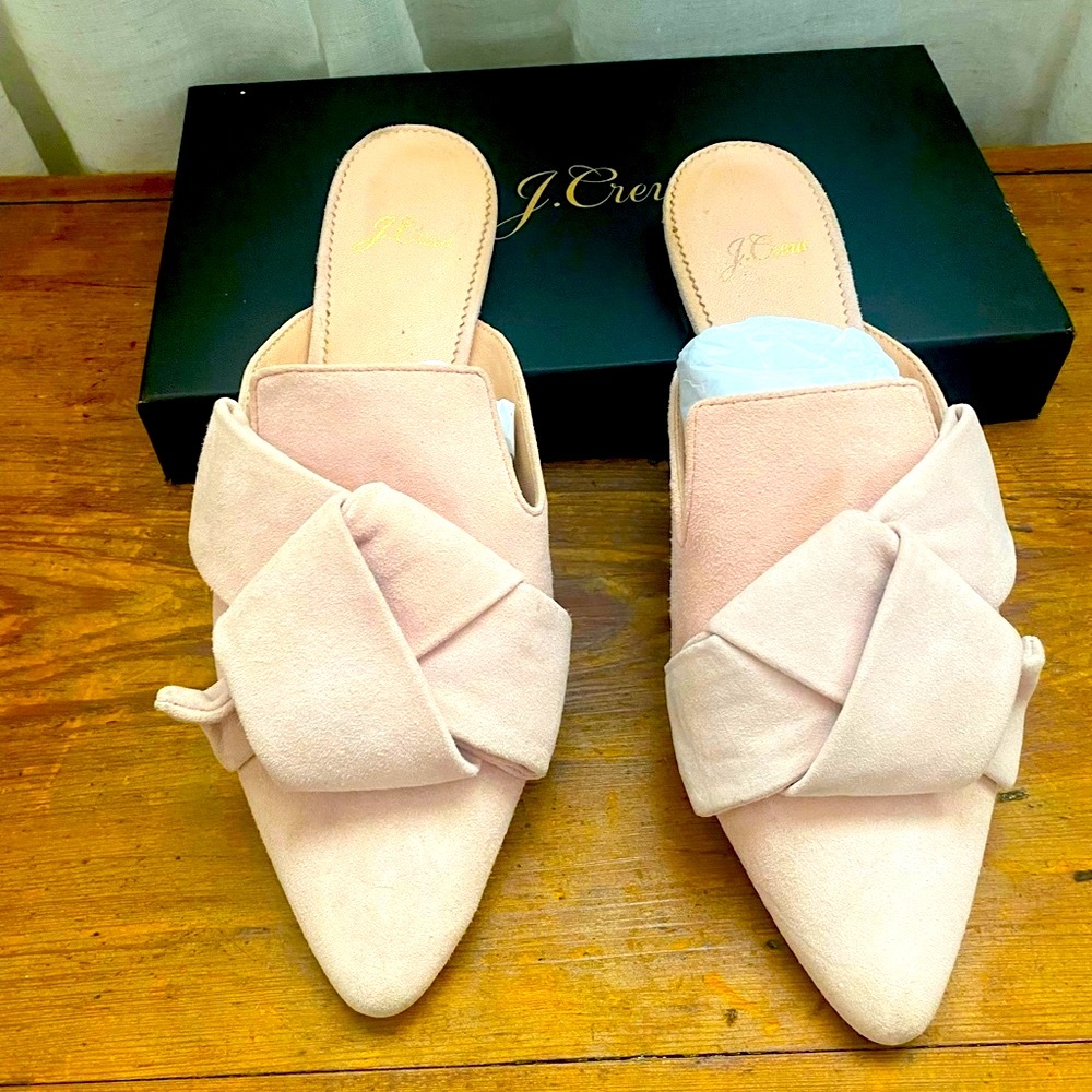 J.Crew marina Pointed Toe Slides in Suede, subtle pink 7